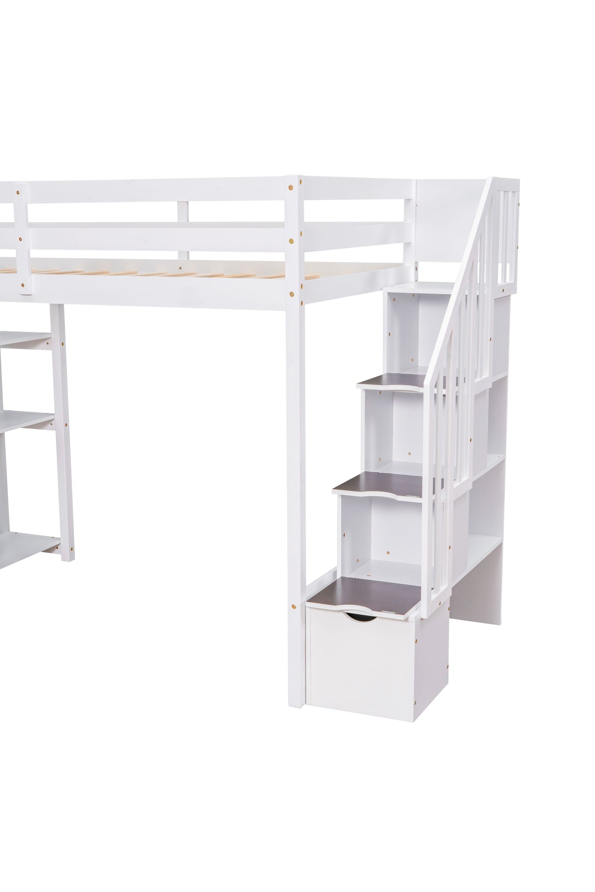 Loft Bed With Storage Drawers And Stairs With Shelves by Couch.com