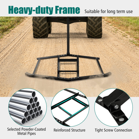 66" Wide Driveway Drag Tow Behind Landscape Leveling Rake with Reinforced Bars-Black