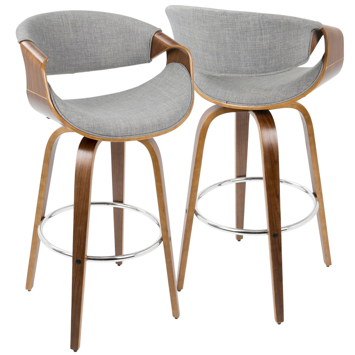 Curvini Mid - Century Modern Fixed Height Barstool With Swivel (Set of 2) by Couch.com