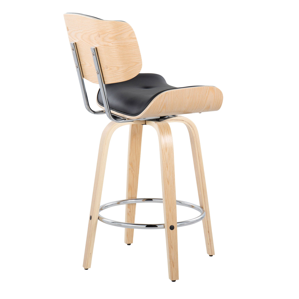 Lombardi - Mid Century Modern Fixed Height Counter Stool With Swivel With Round Footrest (Set of 2) by Couch.com