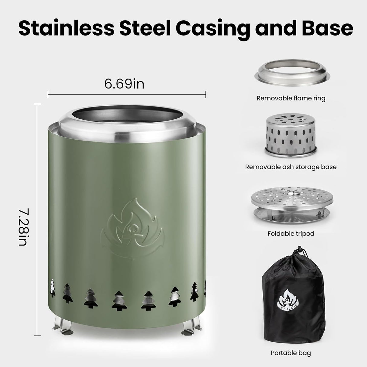 6.7" Portable Smokeless Tabletop Fire Pit, Low Smoke Burning Tabletop Fire Pit Fuel