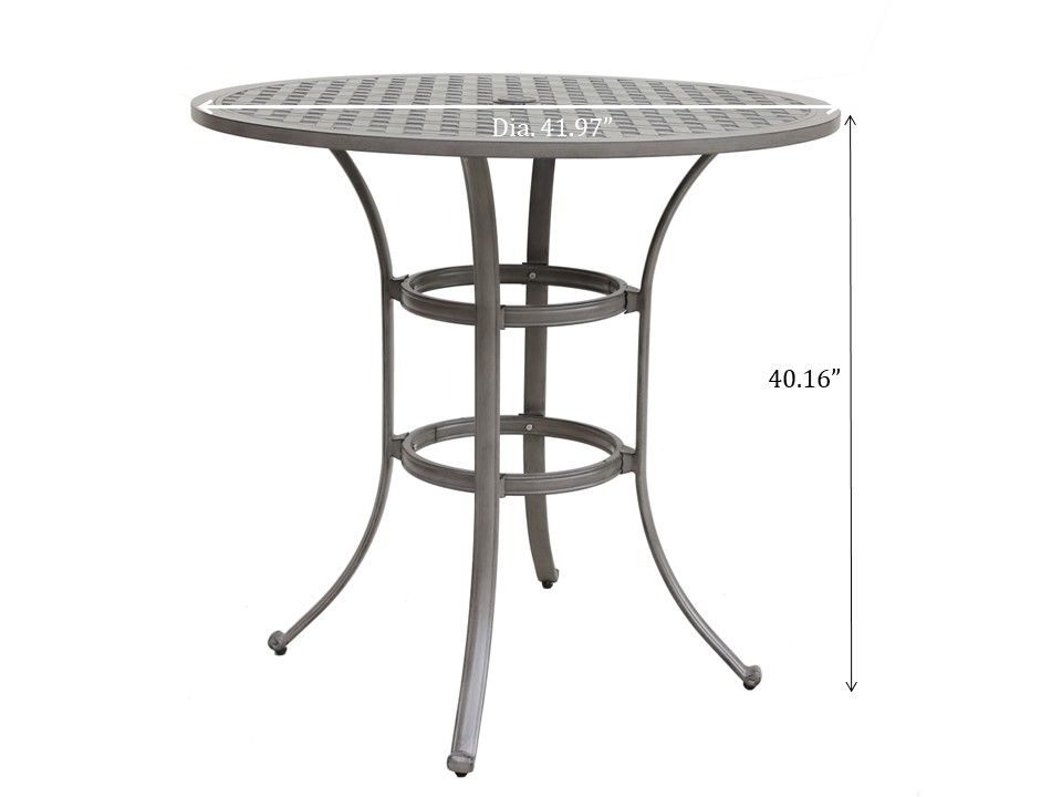 42" Cast Aluminum Round Bar Table - Gray by Couch.com
