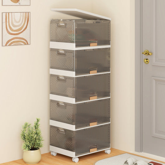 3/4/5/6-Cube Stackable Storage Bins with Detachable Wheels-5 Cube