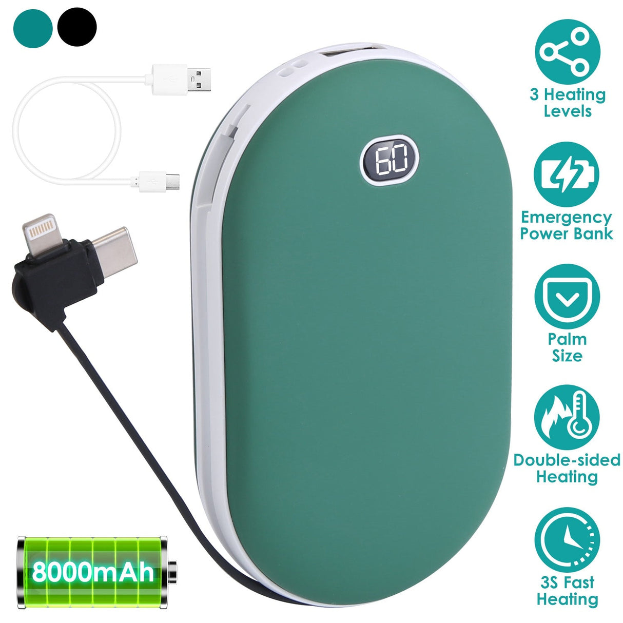 8000mAh Hand Warmer & Power Bank by DirectDeals