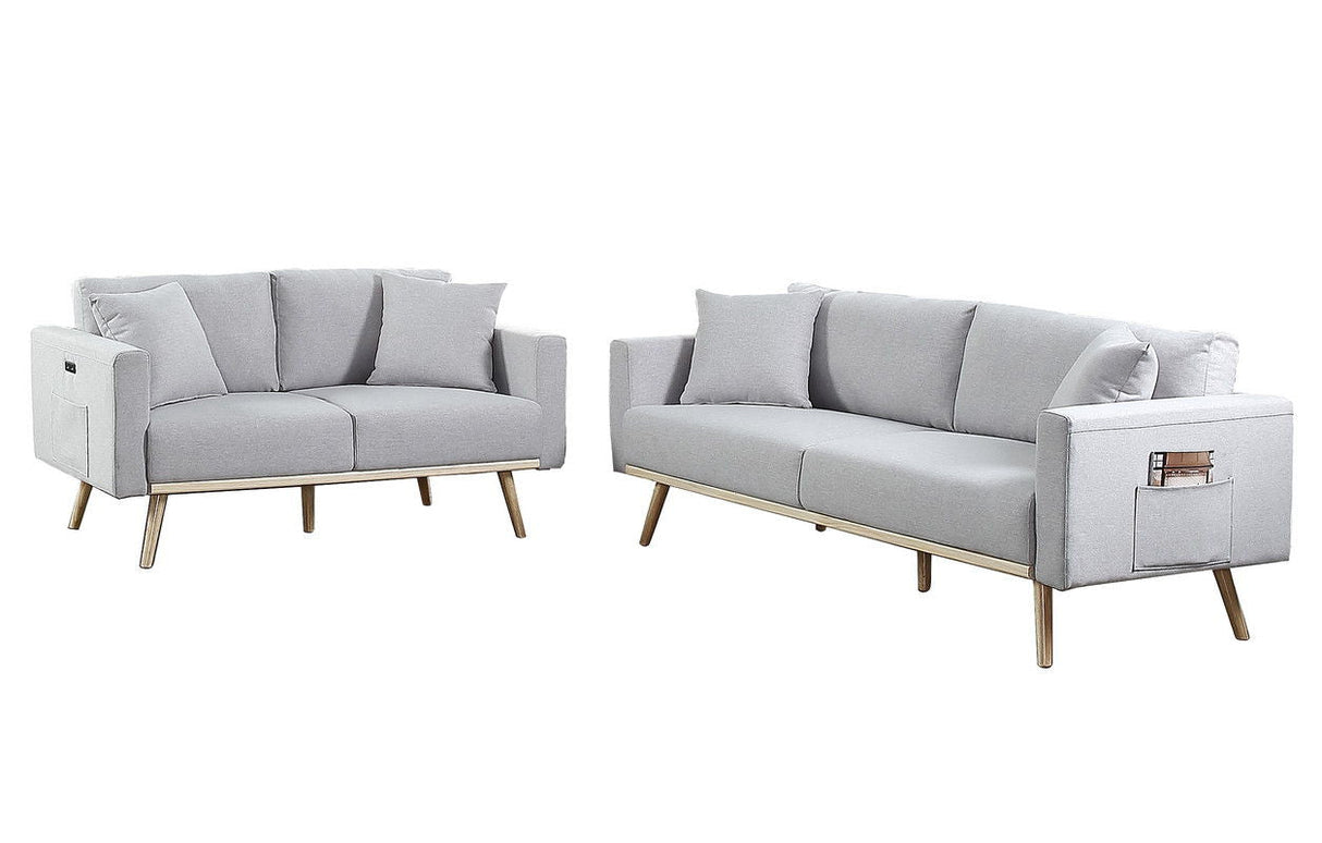 Easton - Linen Fabric Living Room Set With USB Charging Ports Pockets And Pillows (Set of 2) by Couch.com