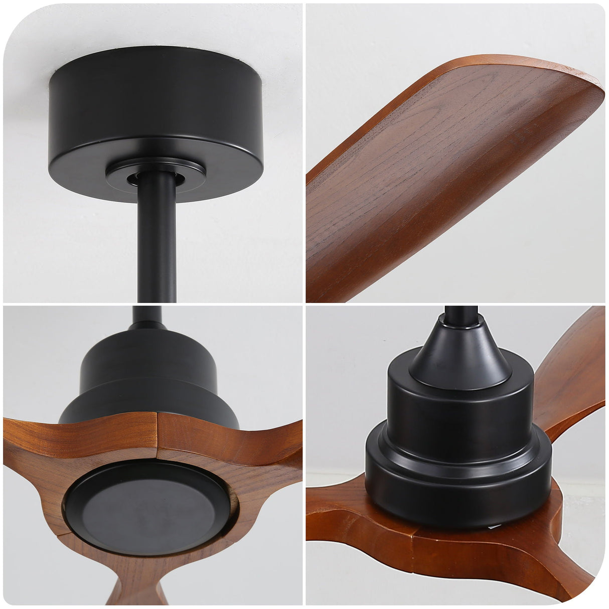 48" Ceiling Fan Without Light, 3 Solid Wood Blades Outdoor Ceiling Fan 6 - Speed Reversible DC Motor For Living Room - Black by Couch.com