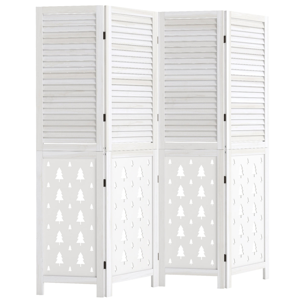 67" Tall Wood Room Divider Indoor Wooden Partition for Room Separation-4 Panels
