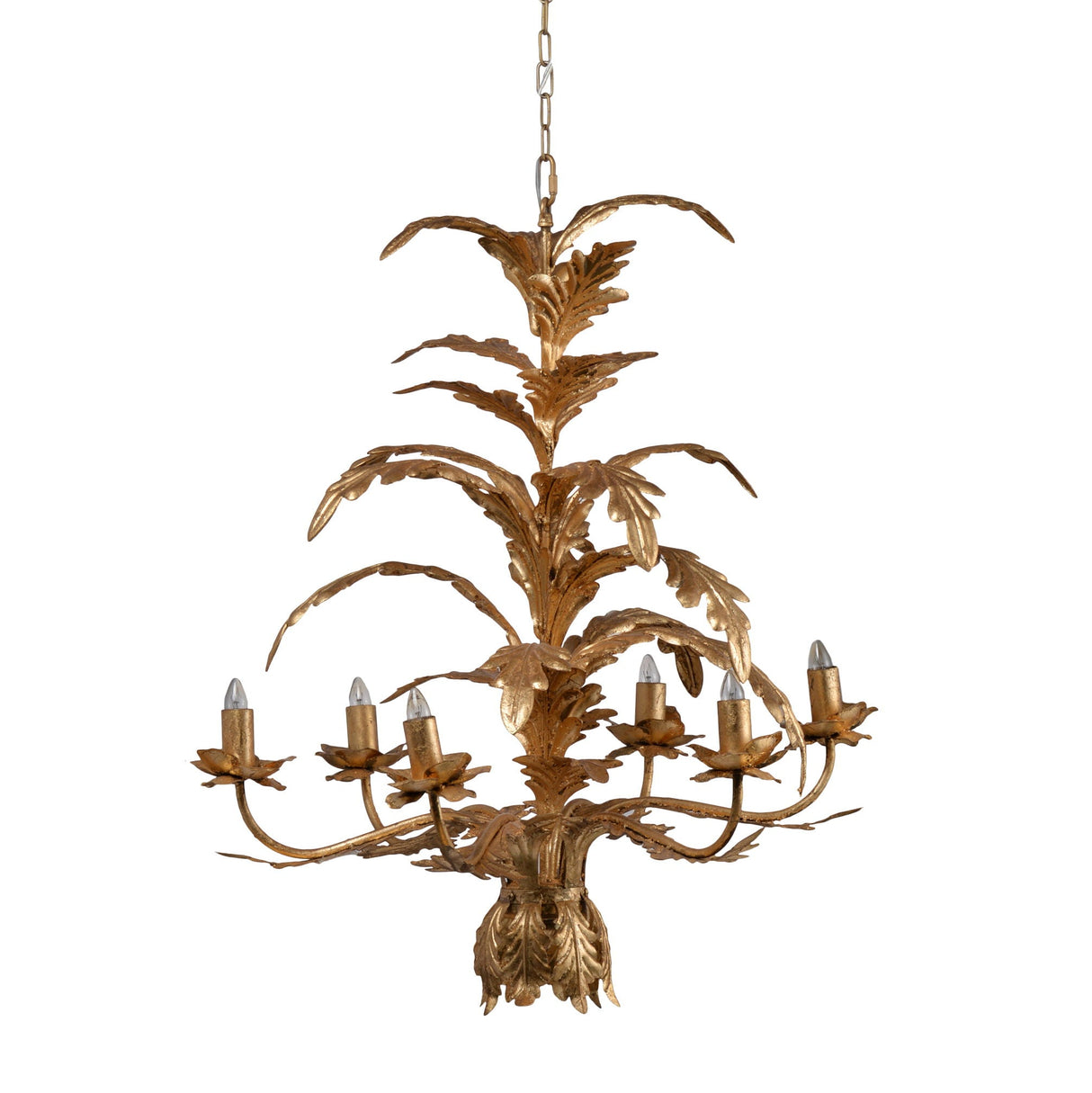 6 Light Metal Chandelier, Hanging Light Fixture With Adjustable Chain For Kitchen Dining Room Foyer Entryway, Bulb Not Included - Gold by Couch.com