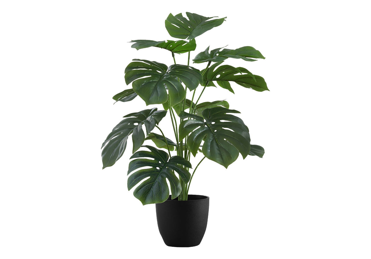 24" Tall, Artificial Plant, Monstera, Indoor, Faux, Fake, Table, Greenery, Potted, Real Touch, Decorative - Green / Black by Couch.com