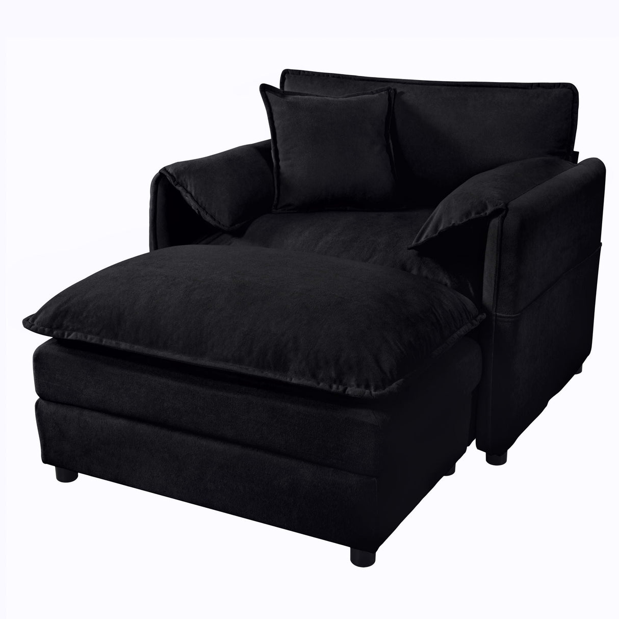 Oversized Chair With Movable Ottoman, Soft Upholstered Lounge Chair by Couch.com