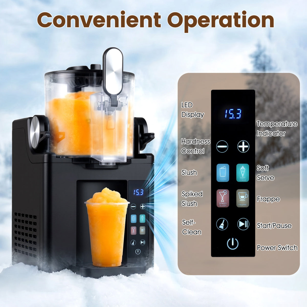 68 oz Frozen Drink Maker and Slushy Machine for Home-Black