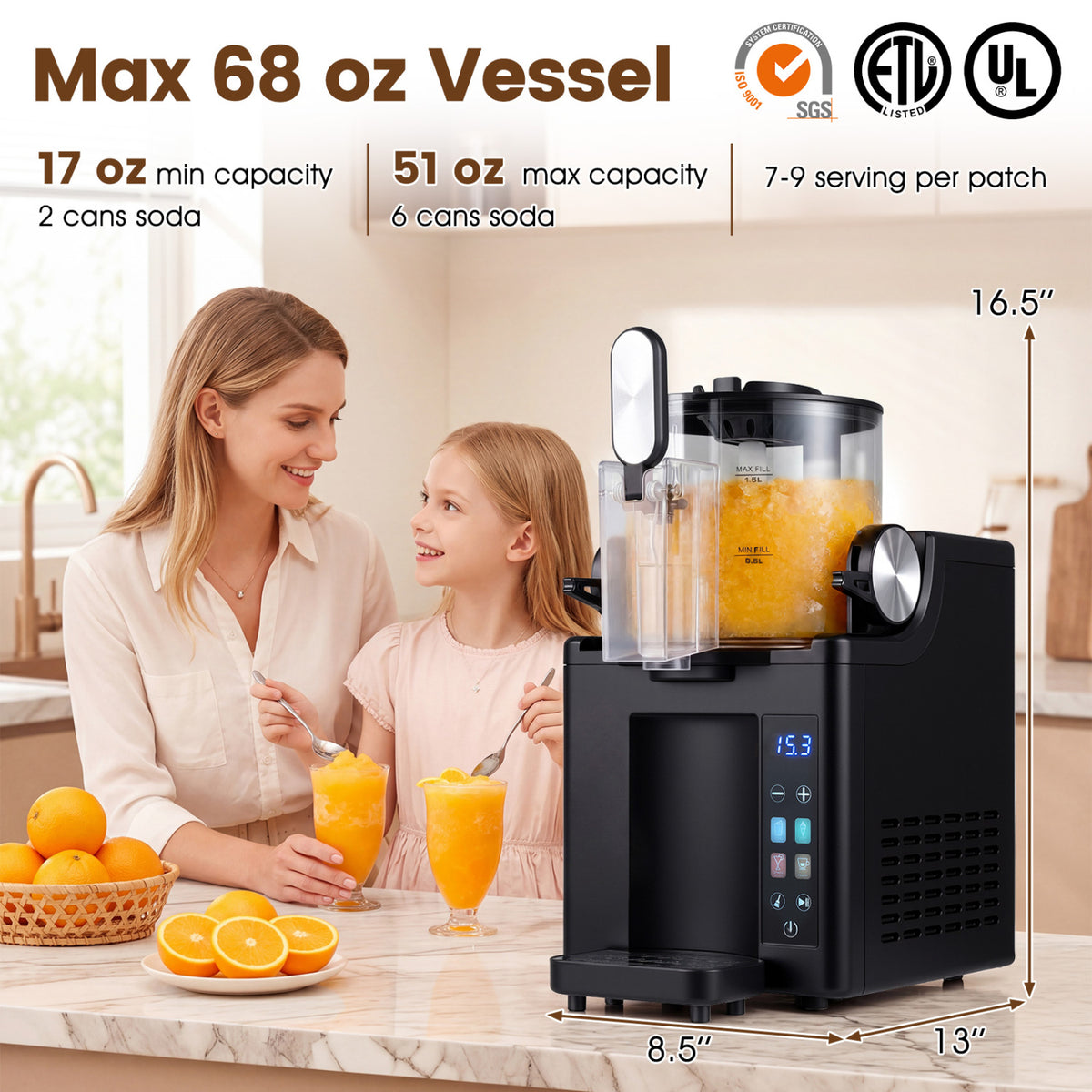 68 oz Frozen Drink Maker and Slushy Machine for Home-Black