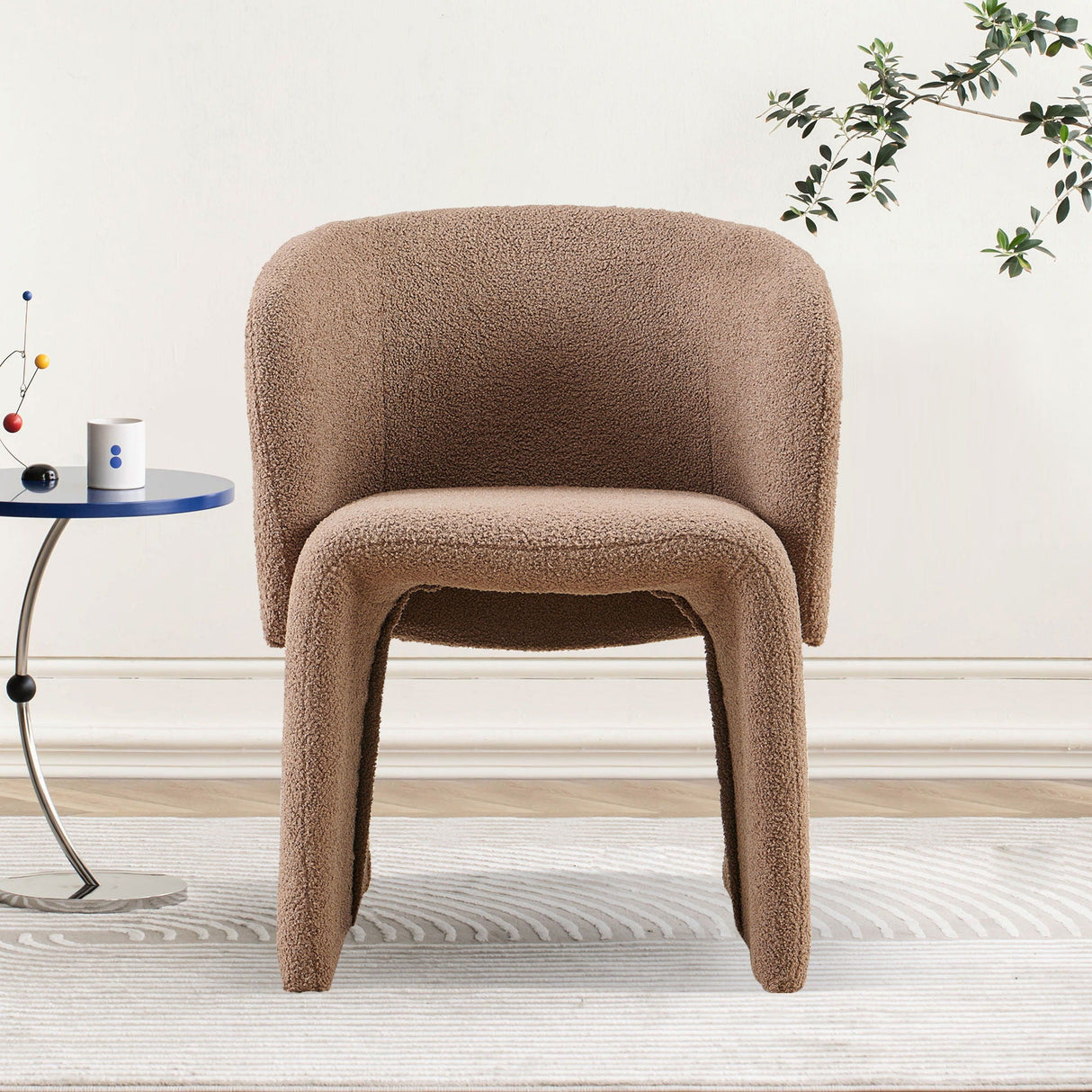 Modern Accent Chair Brown Single Sofa Chair, Upholstered Side Chair Teddy Comfy Chair For Dining Room / Bedroom / Living Room / Reception by Couch.com