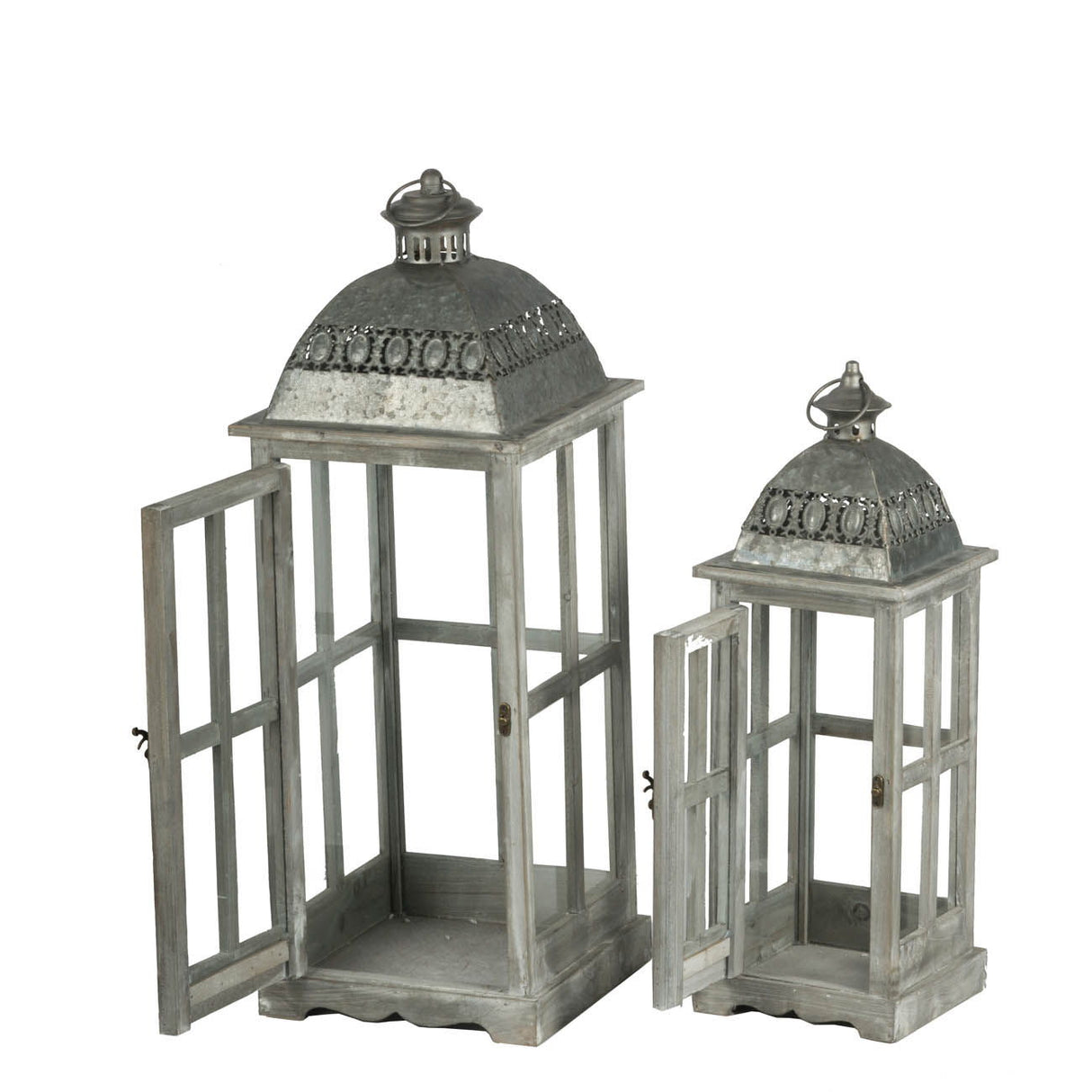 Wooden Candle Lantern Decorative, Hurricane Lantern Holder Decor For Indoor Outdoor, Home Garden Wedding - Gray by Couch.com