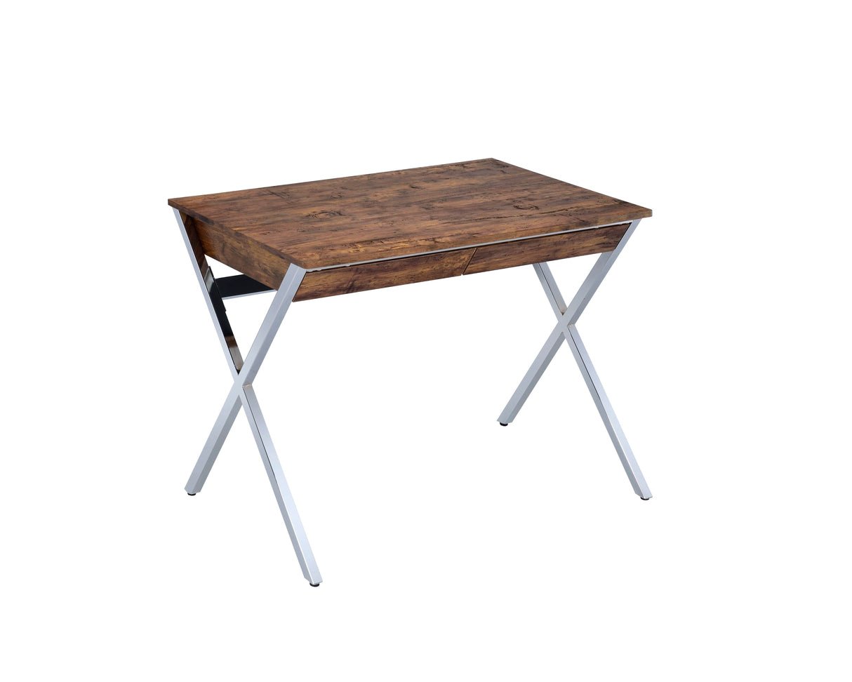 Callers - Weathered Writing Desk - Chrome / Oak by Couch.com