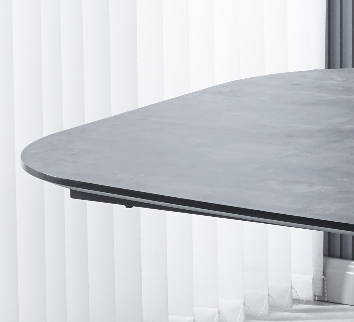 Couch.com Modern Dining Table, MDF With Paper Finish, Metal Leg Powder Coating Gray / Black, Modern Style, Wood Construction, Dark Gray Finish by Couch.com