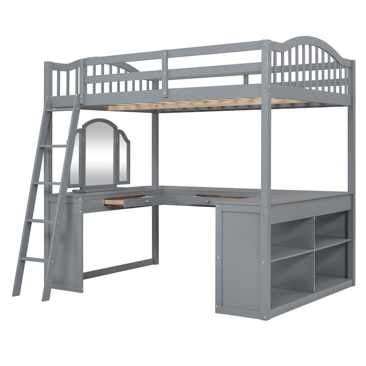 Loft Bed With Drawers, Cabinet, Shelves With Desk by Couch.com