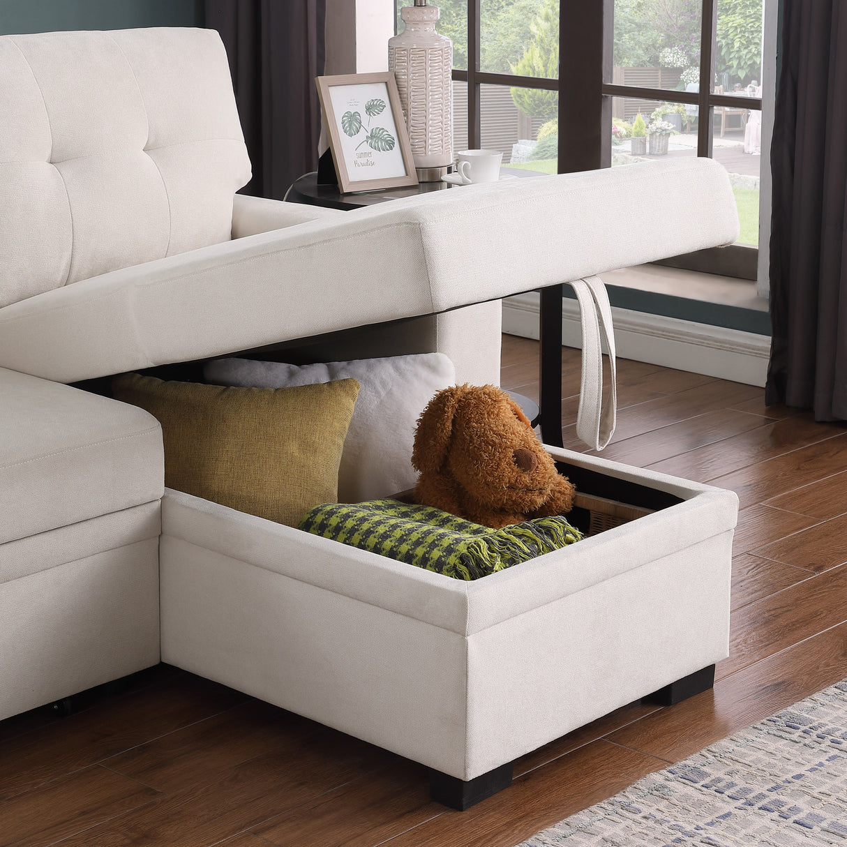 Lucca II - 84.5"W Reversible Sleeper Sectional Sofa with Storage Chaise by Couch.com