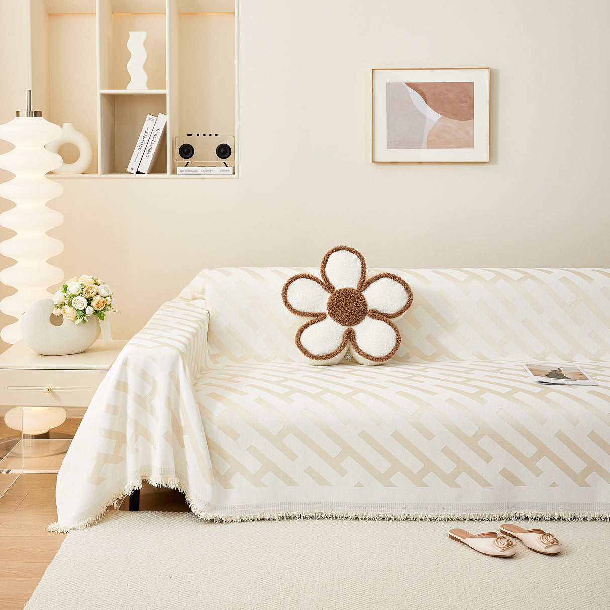 Fashion Chenille Couch Cover Blanket, Couch Non Slip Covers for Sectionals, Pet Friendly Couch Covers