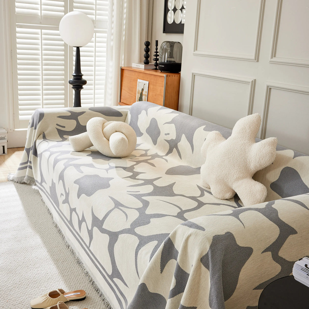 Chenille Floral Soft Thick Reversible Blanket Covers for Couch, Couch Protector Blanket Cover Sofa