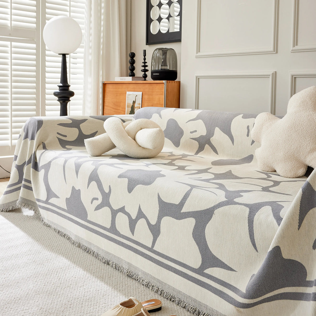 Chenille Floral Soft Thick Reversible Blanket Covers for Couch, Couch Protector Blanket Cover Sofa