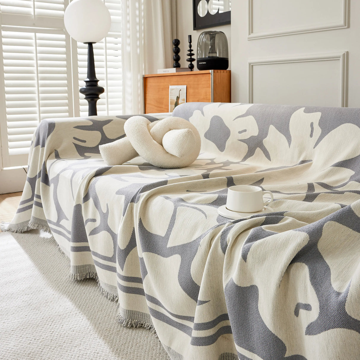 Chenille Floral Soft Thick Reversible Blanket Covers for Couch, Couch Protector Blanket Cover Sofa