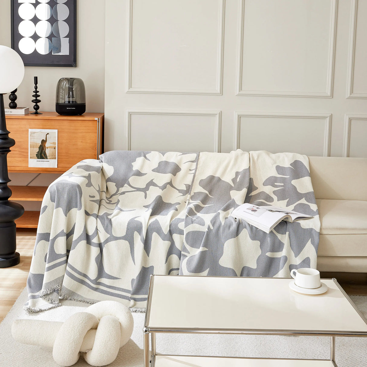 Chenille Floral Soft Thick Reversible Blanket Covers for Couch, Couch Protector Blanket Cover Sofa