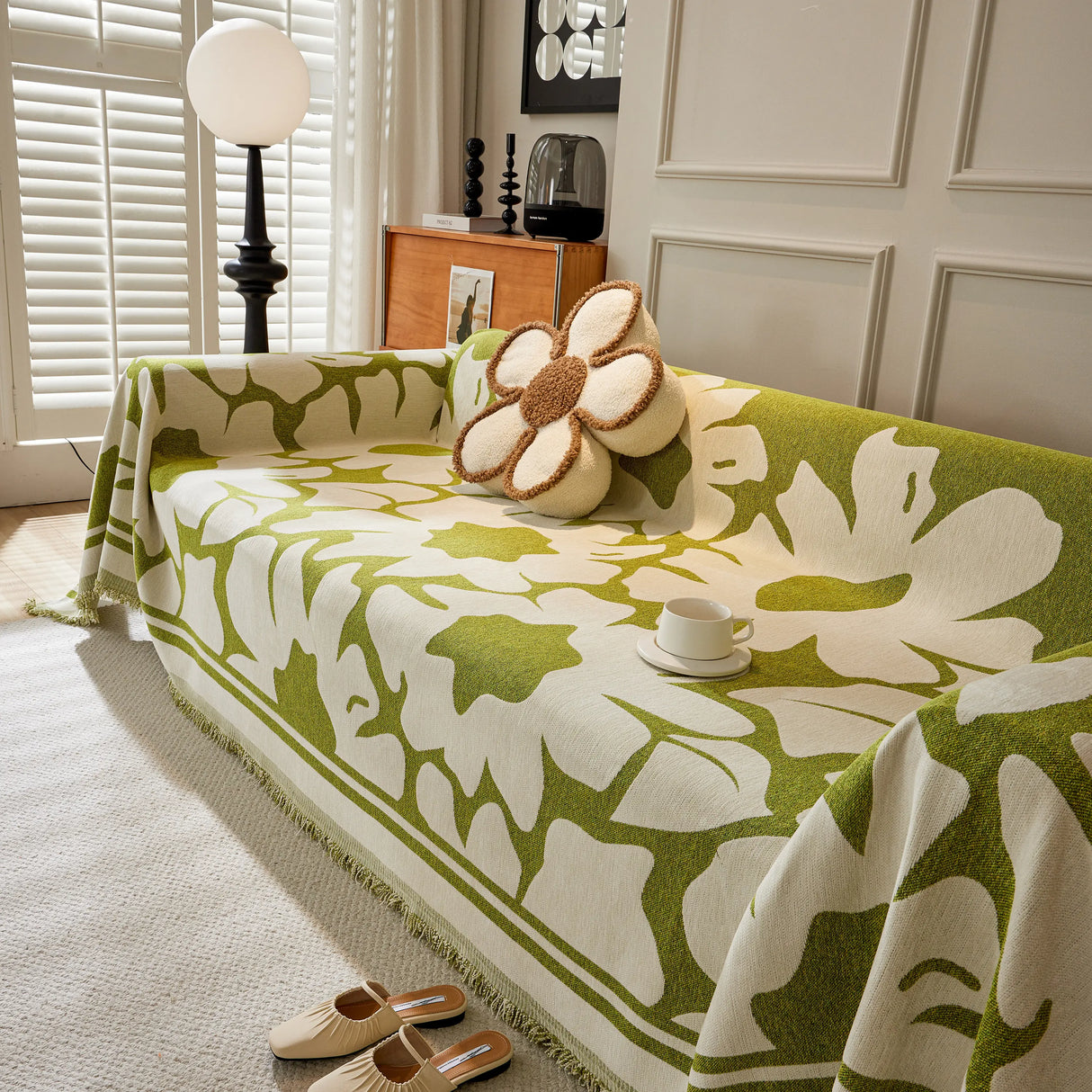 Chenille Floral Soft Thick Reversible Blanket Covers for Couch, Couch Protector Blanket Cover Sofa