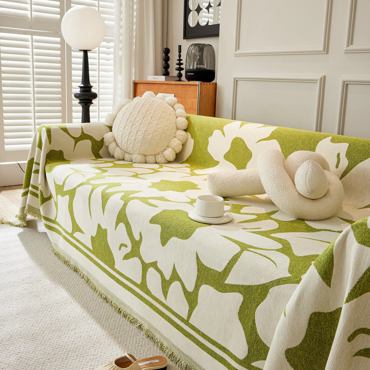 Chenille Floral Soft Thick Reversible Blanket Covers for Couch, Couch Protector Blanket Cover Sofa