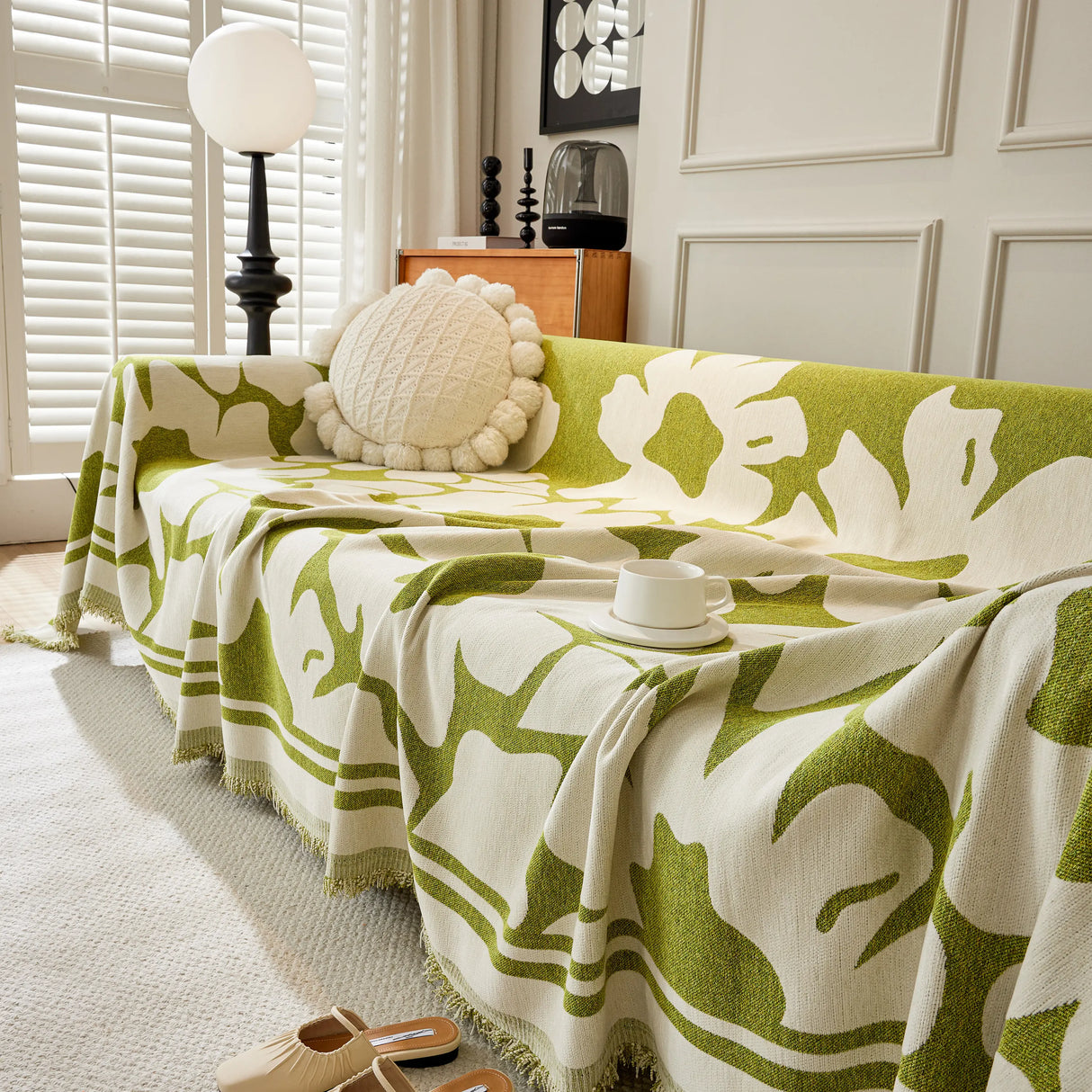 Chenille Floral Soft Thick Reversible Blanket Covers for Couch, Couch Protector Blanket Cover Sofa