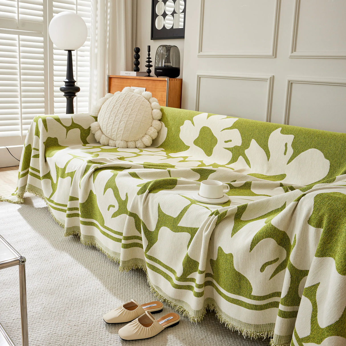 Chenille Floral Soft Thick Reversible Blanket Covers for Couch, Couch Protector Blanket Cover Sofa