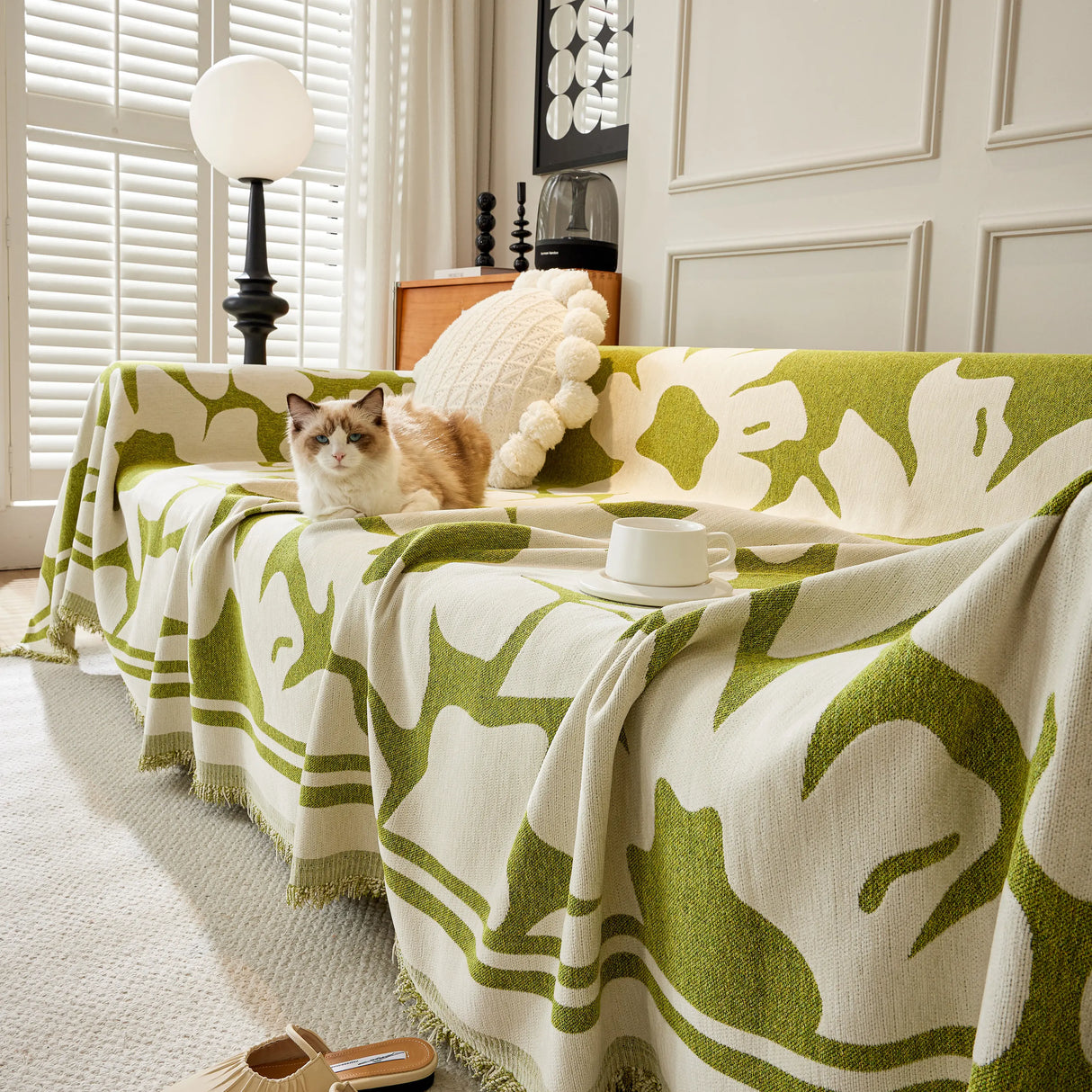 Chenille Floral Soft Thick Reversible Blanket Covers for Couch, Couch Protector Blanket Cover Sofa