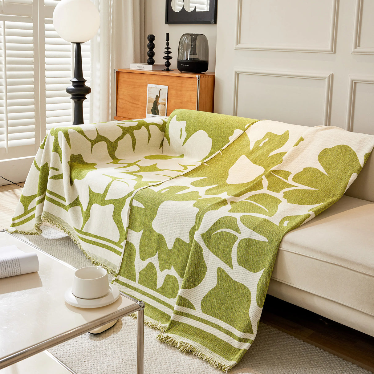 Chenille Floral Soft Thick Reversible Blanket Covers for Couch, Couch Protector Blanket Cover Sofa