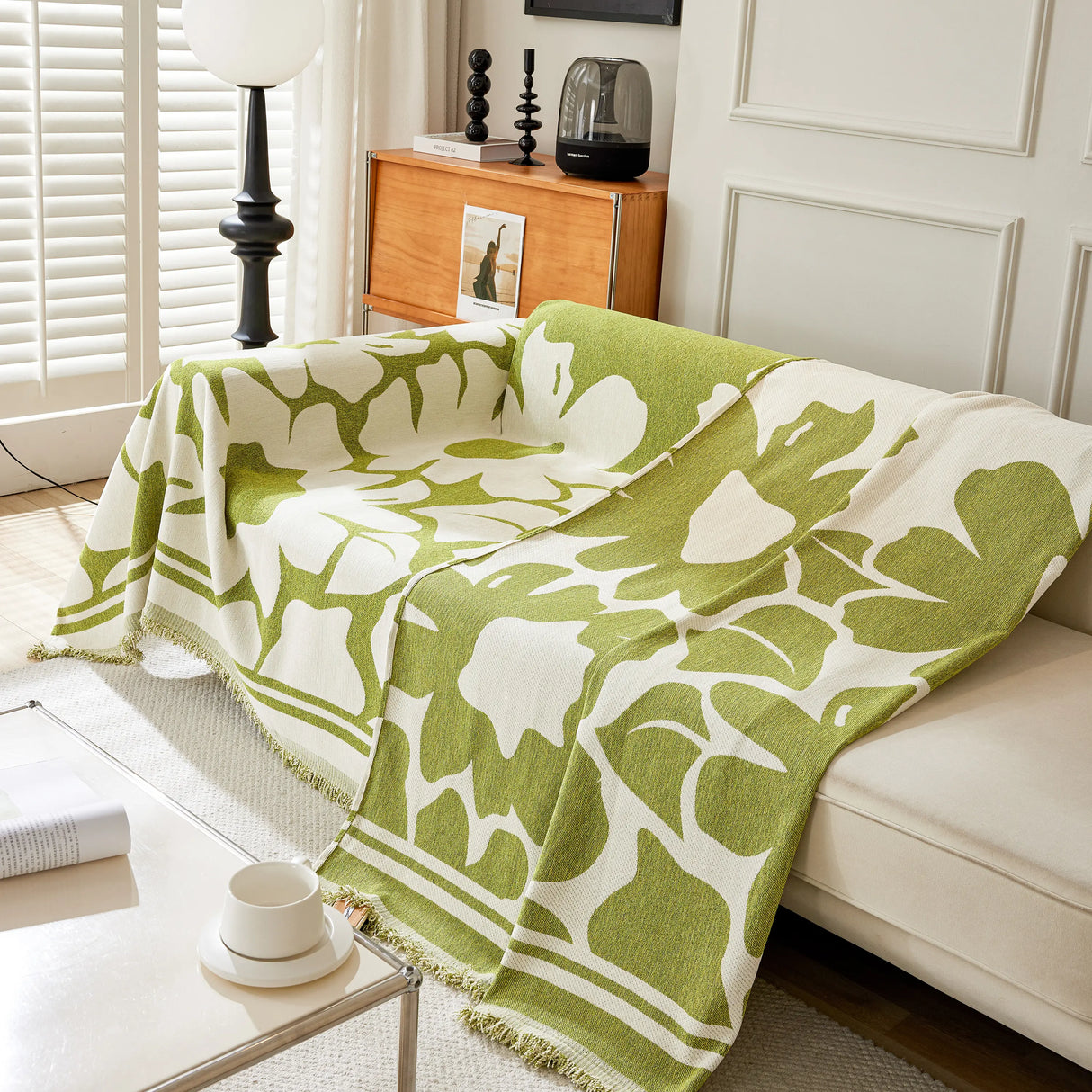 Chenille Floral Soft Thick Reversible Blanket Covers for Couch, Couch Protector Blanket Cover Sofa