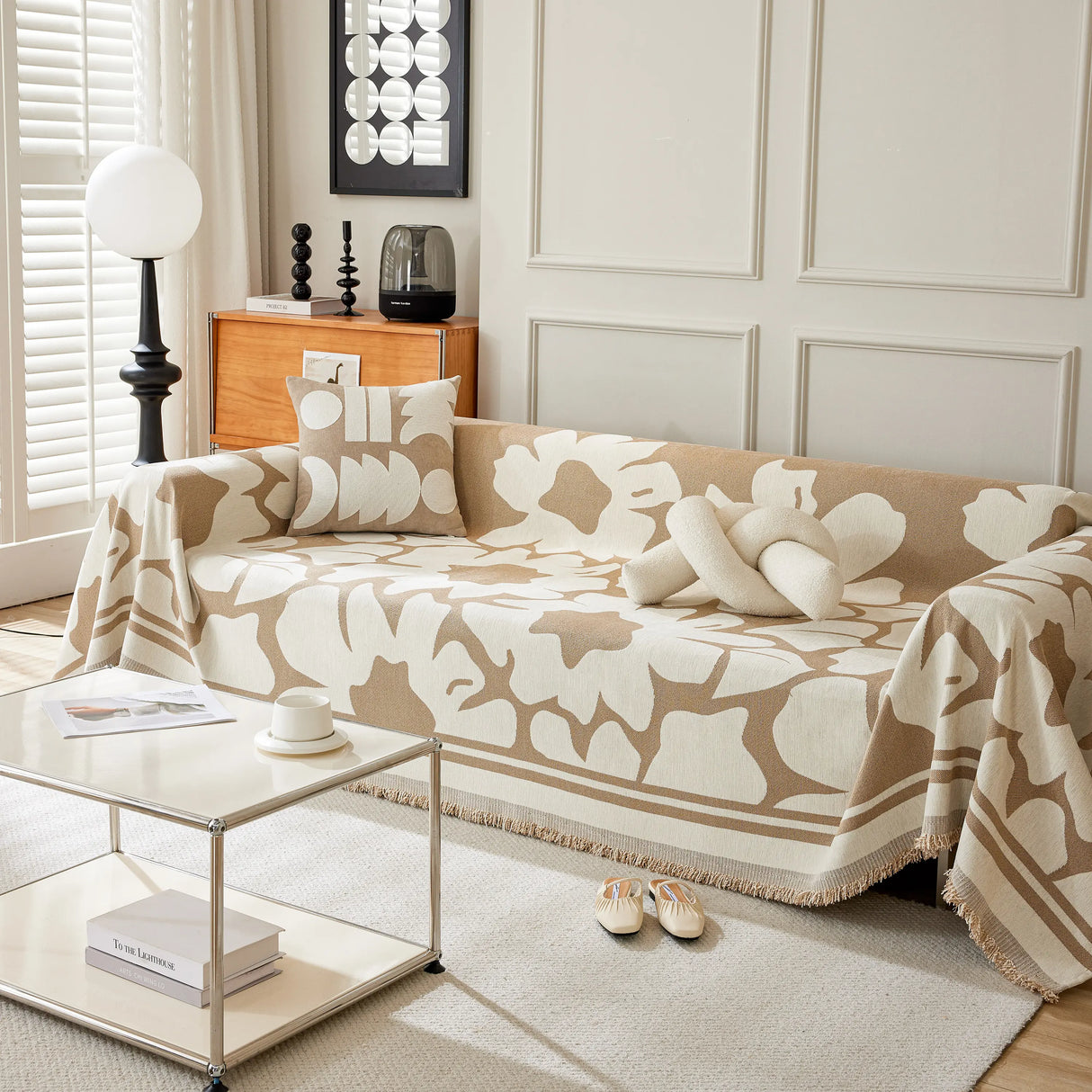 Chenille Floral Soft Thick Reversible Blanket Covers for Couch, Couch Protector Blanket Cover Sofa