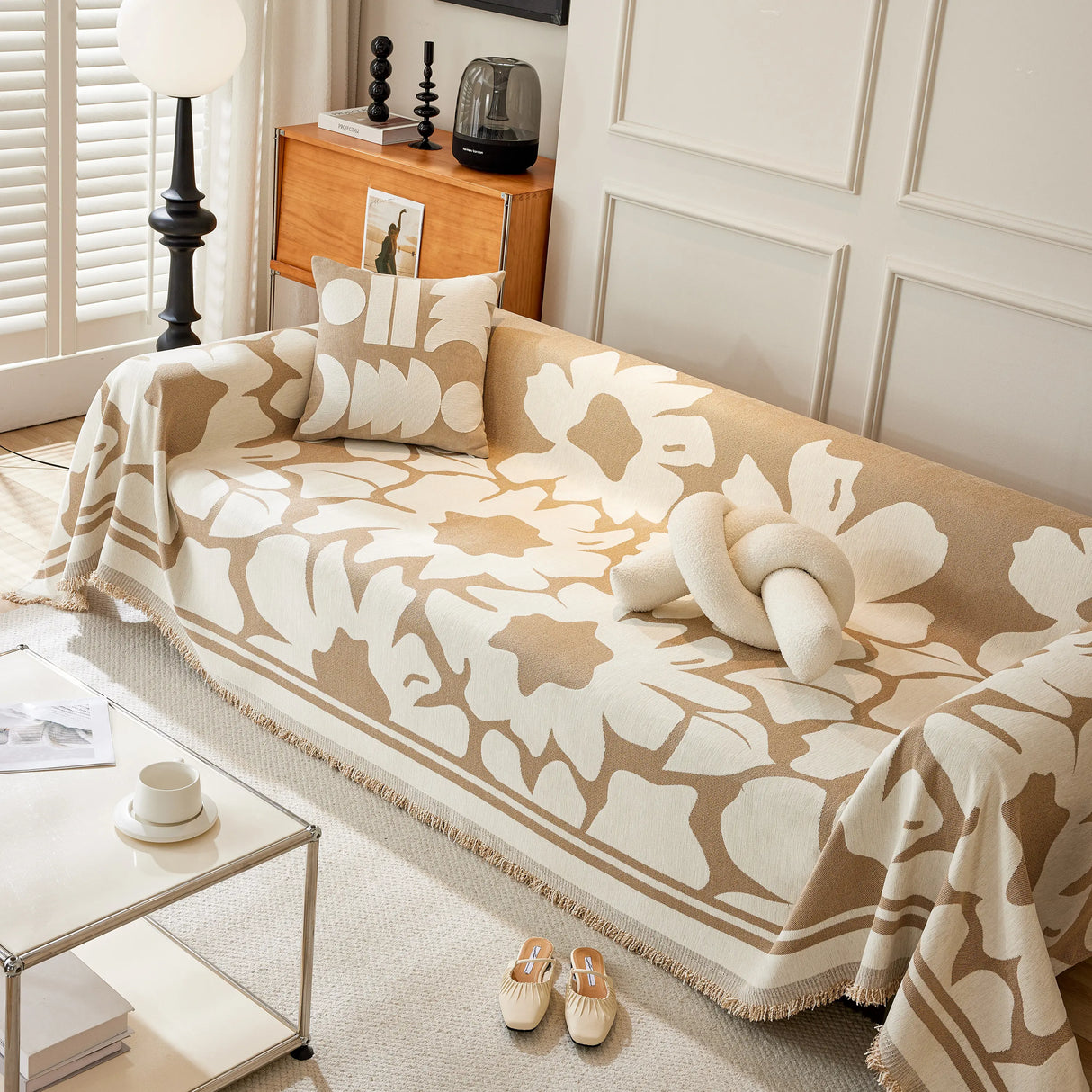 Chenille Floral Soft Thick Reversible Blanket Covers for Couch, Couch Protector Blanket Cover Sofa