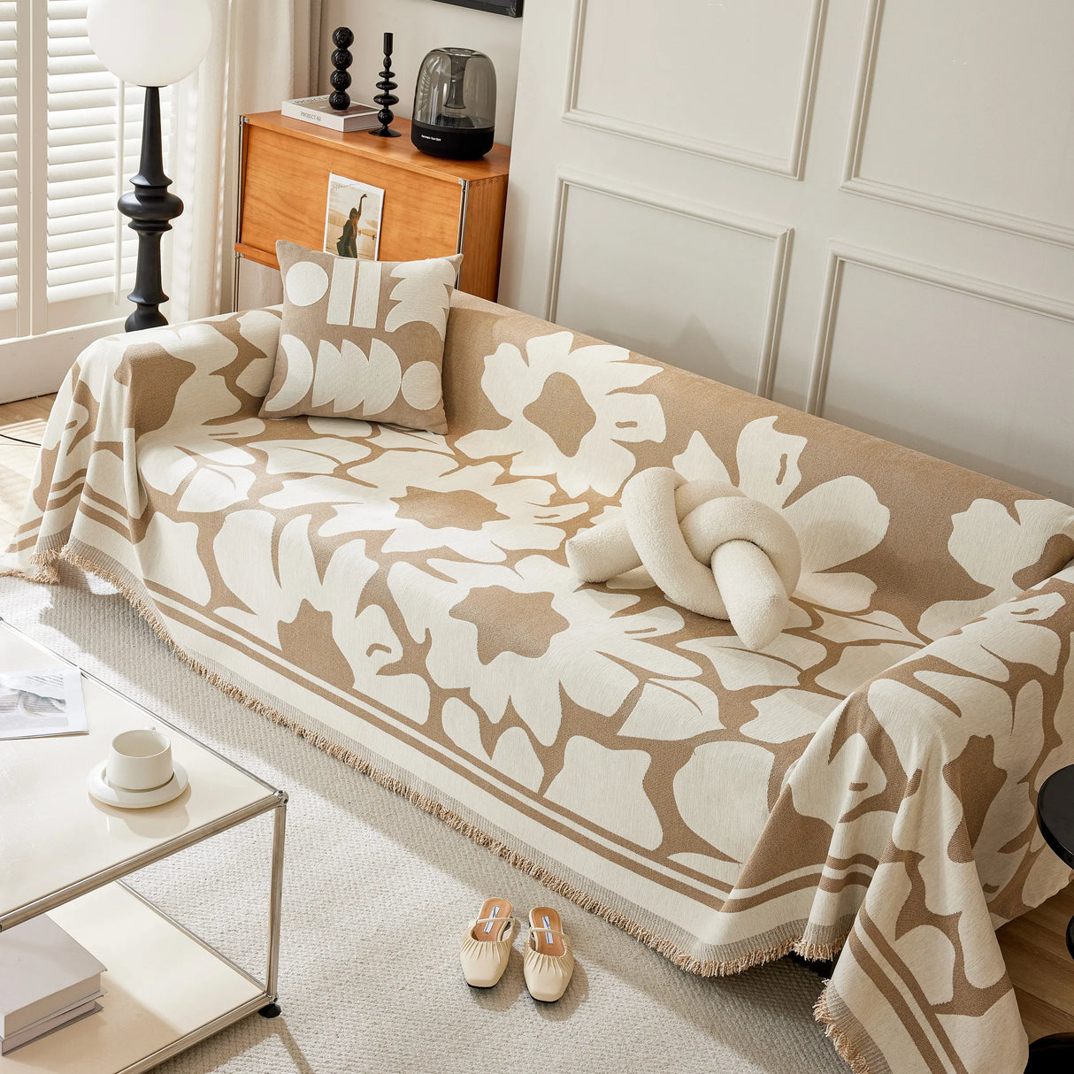 Chenille Floral Soft Thick Reversible Blanket Covers for Couch, Couch Protector Blanket Cover Sofa