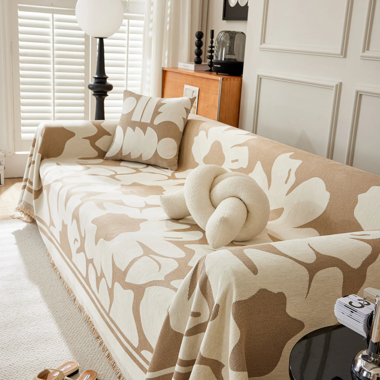 Chenille Floral Soft Thick Reversible Blanket Covers for Couch, Couch Protector Blanket Cover Sofa