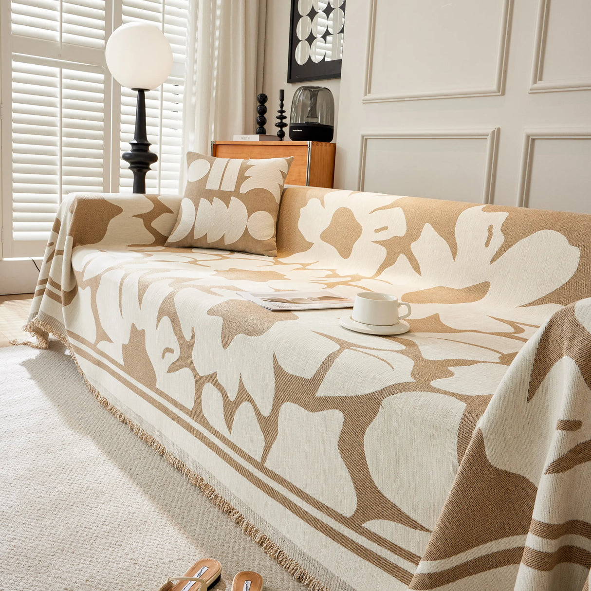 Chenille Floral Soft Thick Reversible Blanket Covers for Couch, Couch Protector Blanket Cover Sofa