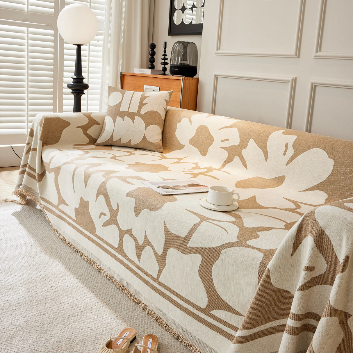 Chenille Floral Soft Thick Reversible Blanket Covers for Couch, Couch Protector Blanket Cover Sofa