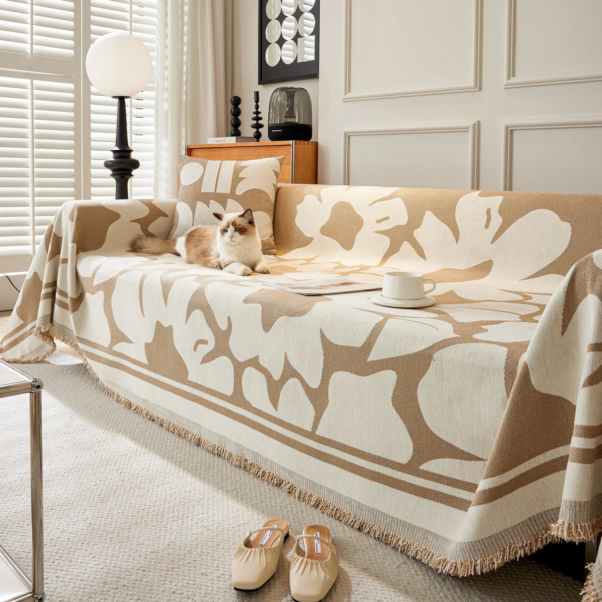 Chenille Floral Soft Thick Reversible Blanket Covers for Couch, Couch Protector Blanket Cover Sofa