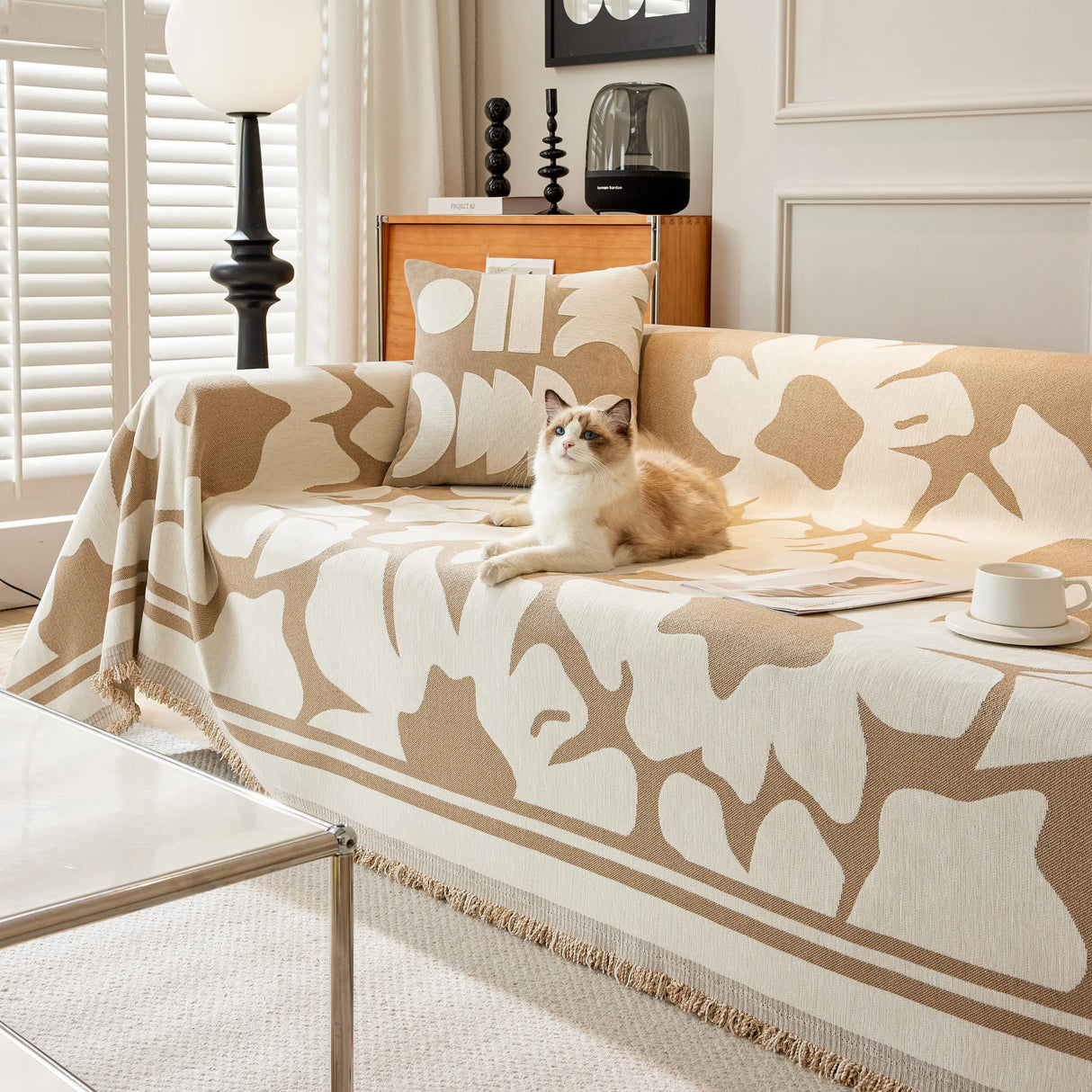 Chenille Floral Soft Thick Reversible Blanket Covers for Couch, Couch Protector Blanket Cover Sofa