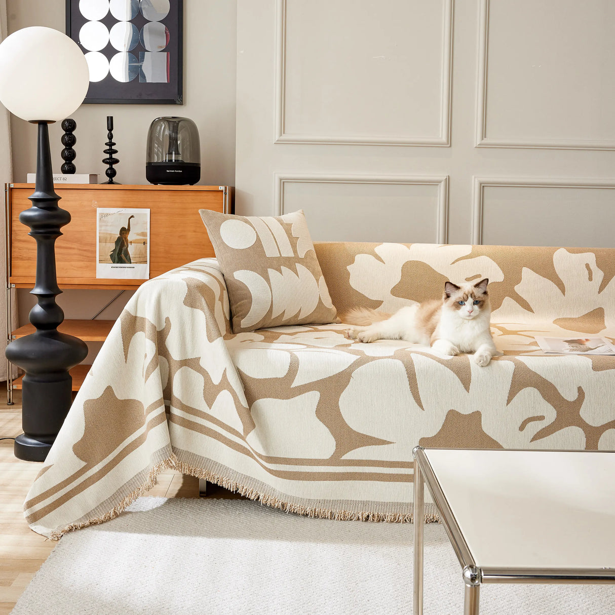 Chenille Floral Soft Thick Reversible Blanket Covers for Couch, Couch Protector Blanket Cover Sofa