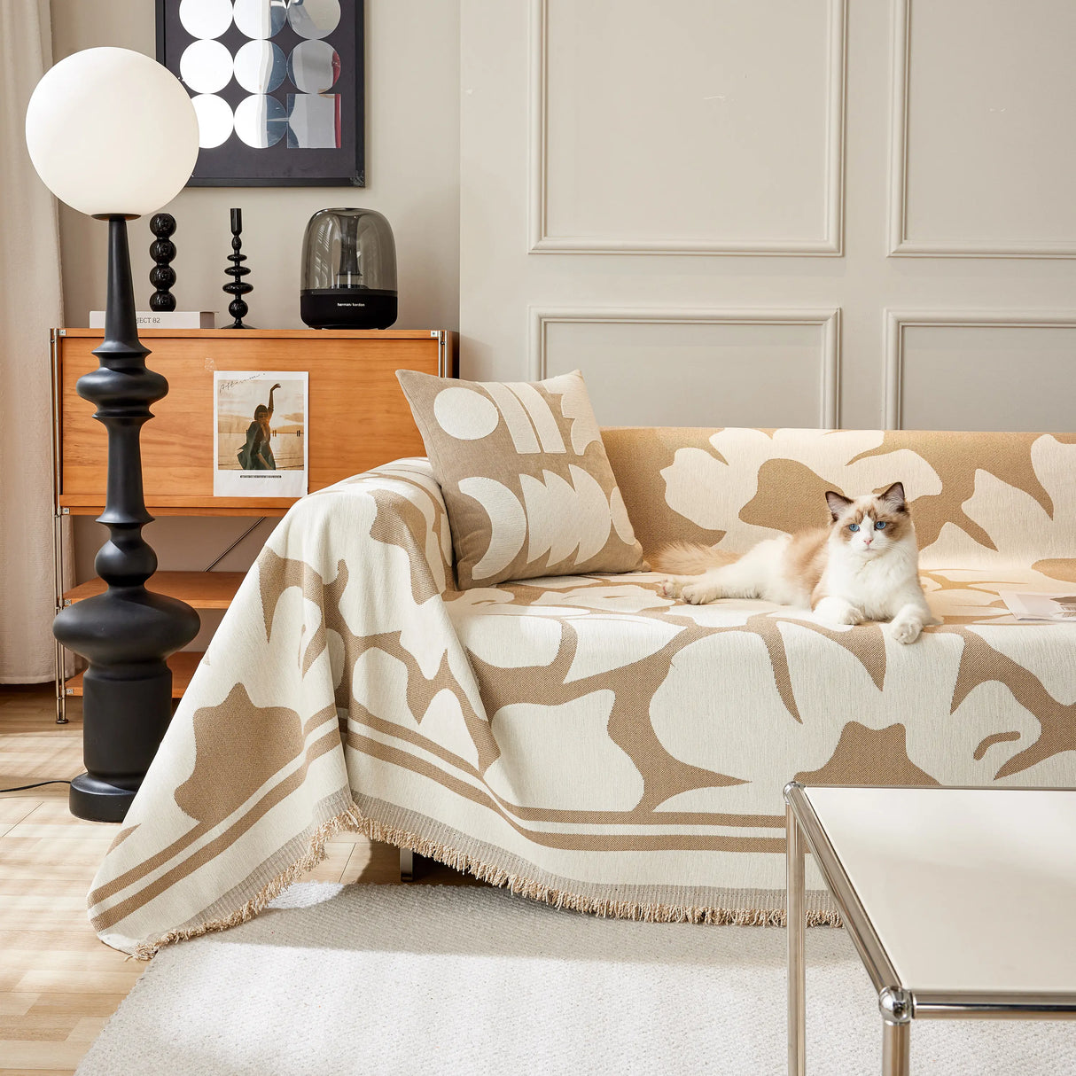 Chenille Floral Soft Thick Reversible Blanket Covers for Couch, Couch Protector Blanket Cover Sofa