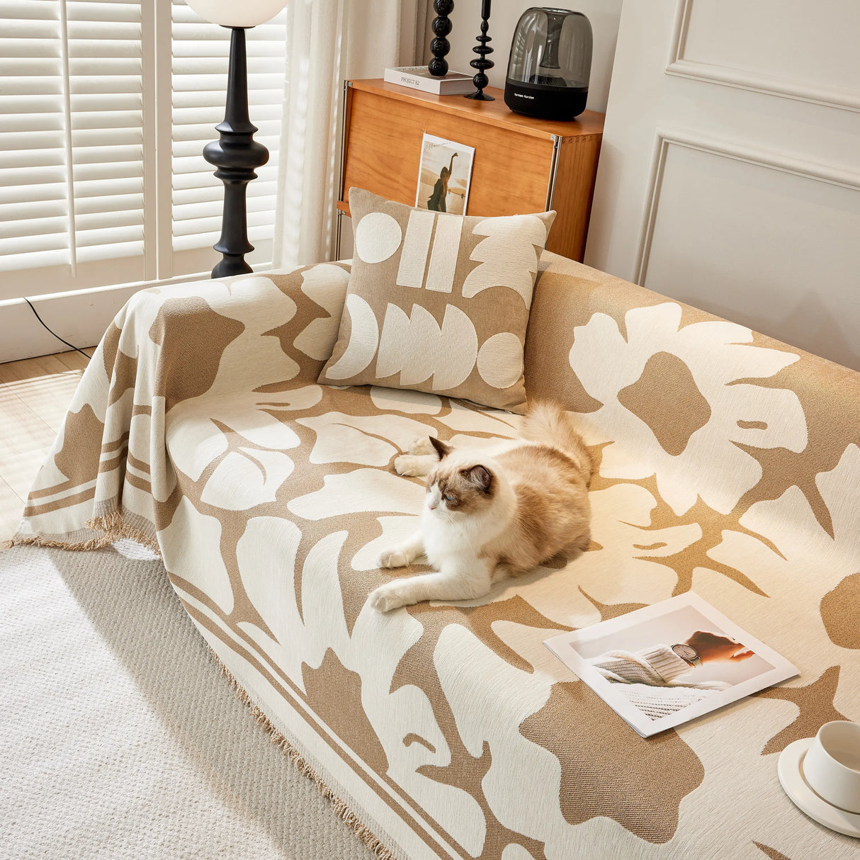 Chenille Floral Soft Thick Reversible Blanket Covers for Couch, Couch Protector Blanket Cover Sofa