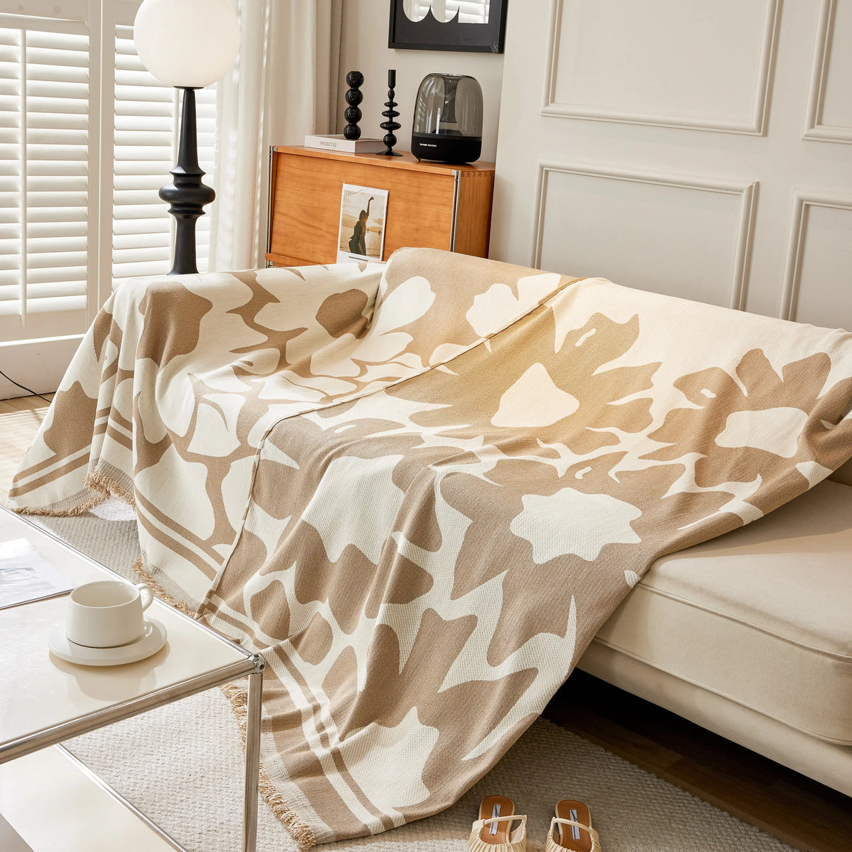 Chenille Floral Soft Thick Reversible Blanket Covers for Couch, Couch Protector Blanket Cover Sofa