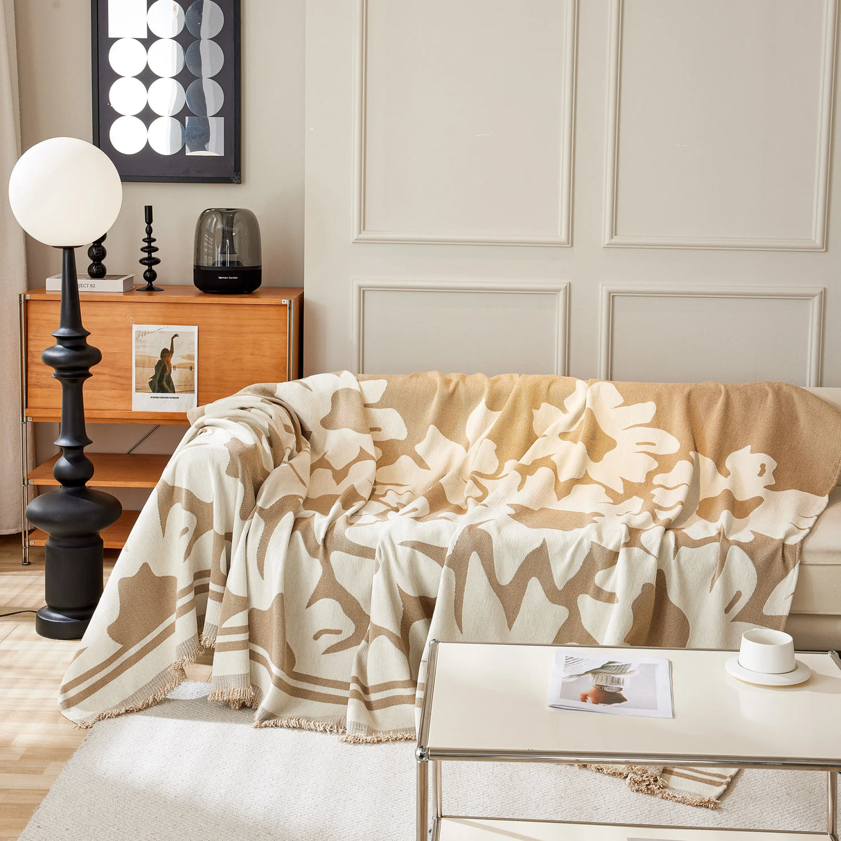 Chenille Floral Soft Thick Reversible Blanket Covers for Couch, Couch Protector Blanket Cover Sofa