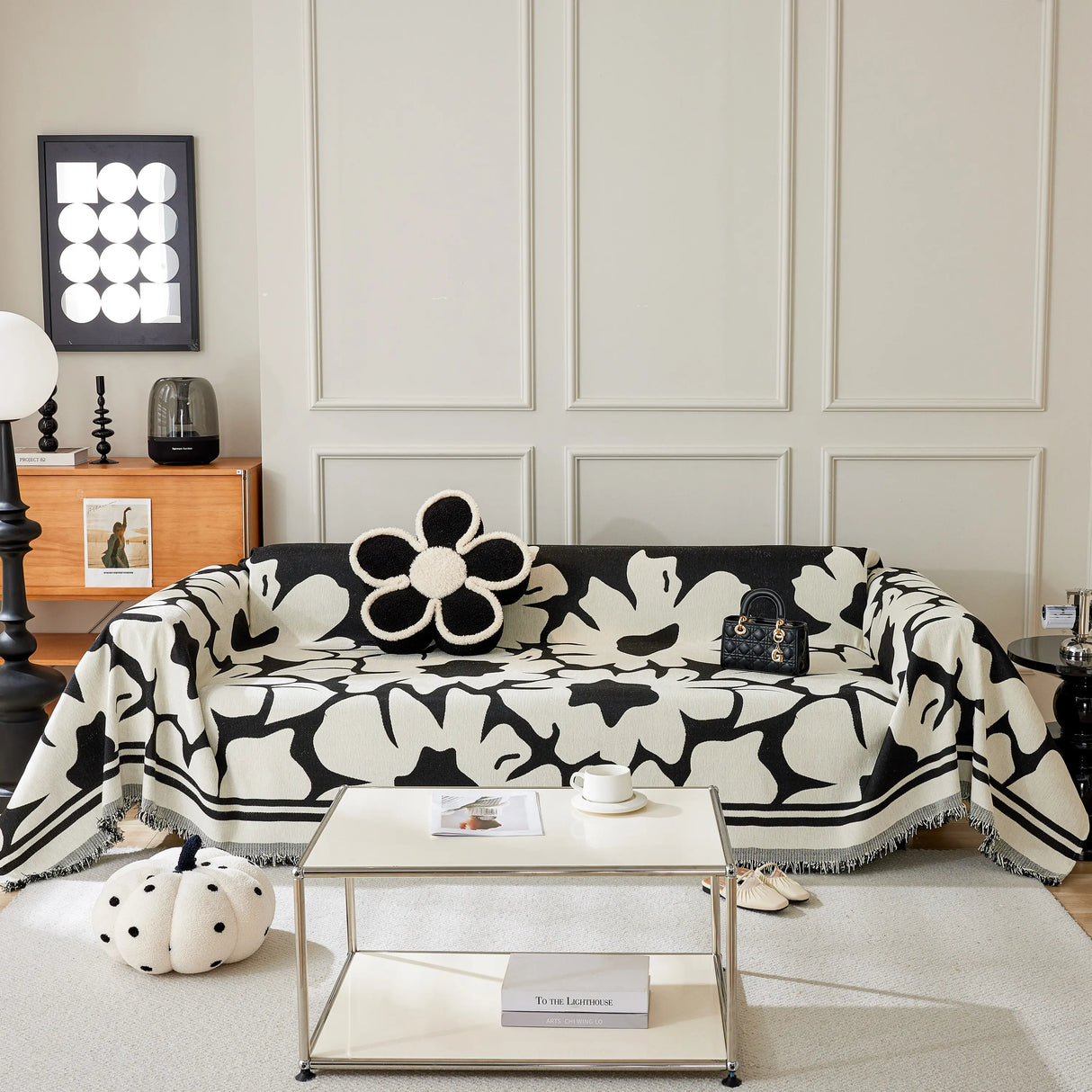 Chenille Floral Soft Thick Reversible Blanket Covers for Couch, Couch Protector Blanket Cover Sofa