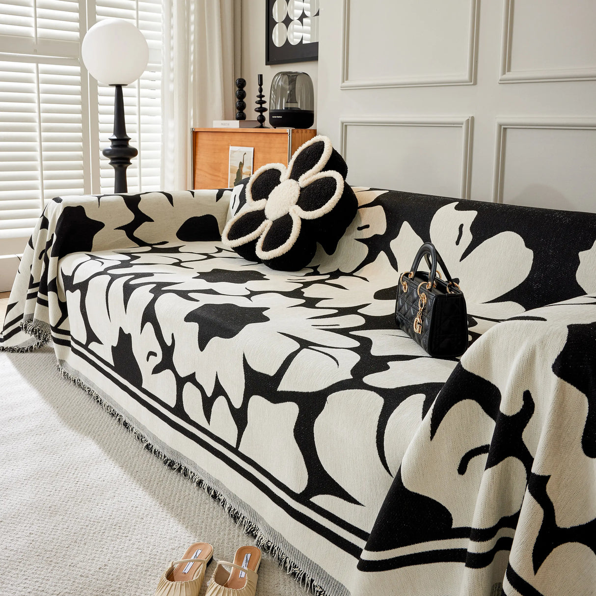 Chenille Floral Soft Thick Reversible Blanket Covers for Couch, Couch Protector Blanket Cover Sofa