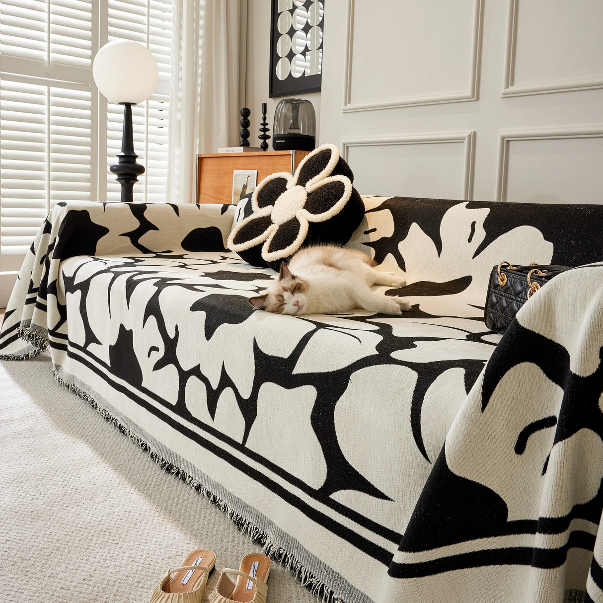 Chenille Floral Soft Thick Reversible Blanket Covers for Couch, Couch Protector Blanket Cover Sofa